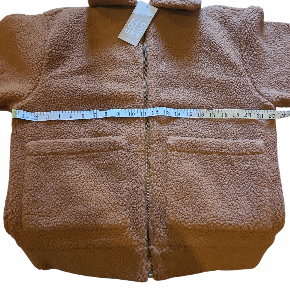 Women's 24 Colours Teddy Fleece Zip Up Jacket Brown Zumiez Small - Picture 9 of 15